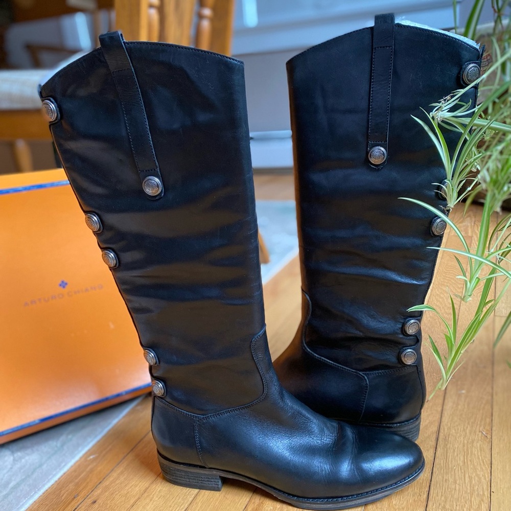 Arturo Chiang Enchant Tall Leather Riding Boots Black - size 11M